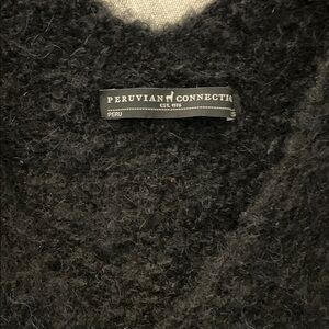 Peruvian Connection Alpaca Blend. Charcoal V-Neck Sweater